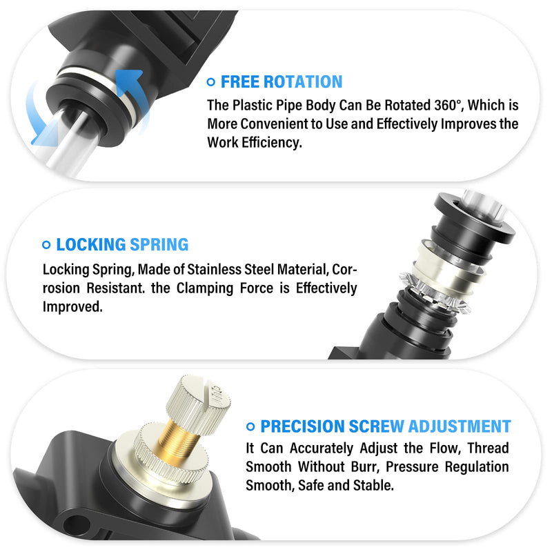 TAILONZ PNEUMATIC 8mm Tube OD Air Flow Control Valve with Push-to-Connect Fitting, in-Line Speed Controller Union Straight SCF-8 (Pack of 5)
