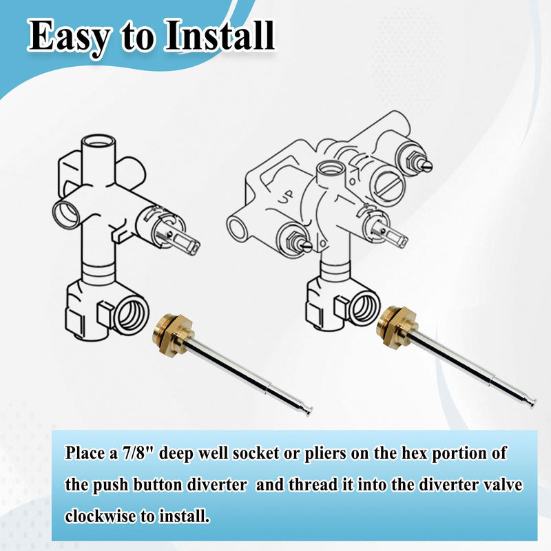 1394 Push Button Diverter Stem Part, Shower Diverter Valve Replacement Part, 4IN Metal