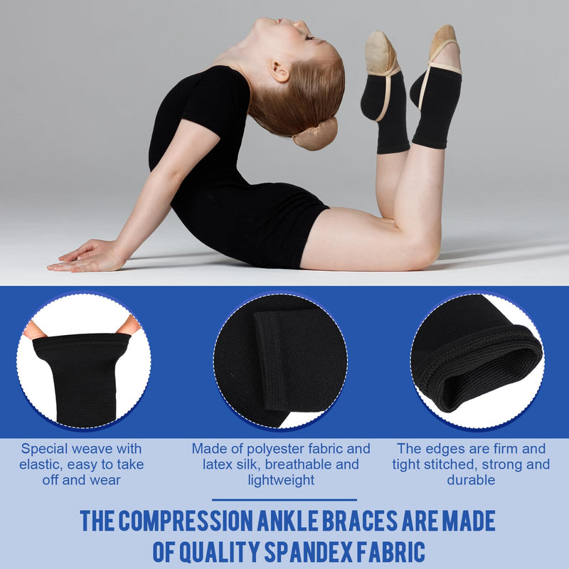 Tarpop 2 Pairs Kids Ankle Brace Set Foot Support Stabilizer Wraps Protector Guard Knitted Ankle Sleeve Sock Support Compression Socks for Injury Prevention(Black, Medium) Black Small