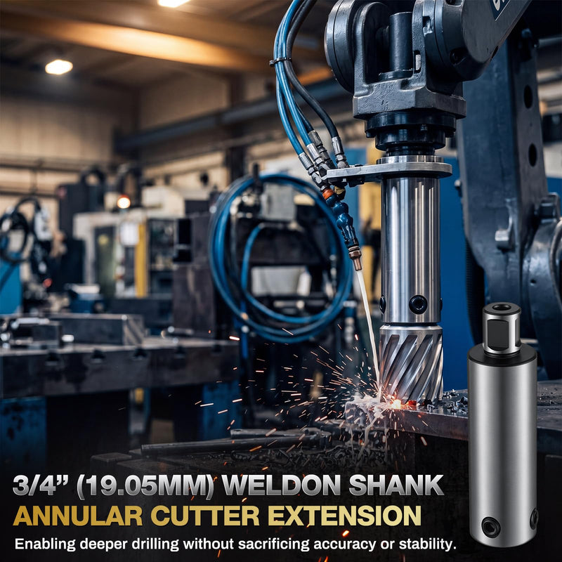 4''(100mm) Annular Cutter Extension for 3/4" Weldon Shank Adapter for Magnetic Drill & Drill Press, Heavy Duty Steel Deep Hole Drilling Tool, with Hex Wrench 4''/100mm