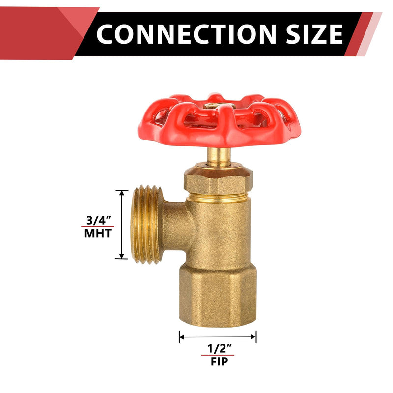 EFIELD 2-Pack Boiler Drain Valve, 1/2 inch FIP x 3/4 inch MHT, Multi-Turn, Brass Made,(BOILER014-2PCS) 1/2" FIPx3/4"NH 2.0