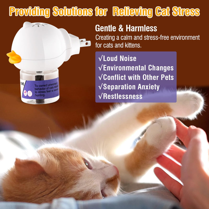 Cat Calming Pheromone Diffuser Reduces Conflict Between Cats Effective Anxiety Relief for Cats & Cat Calming Soothing 48ML 3 Refills Fits All Cats - 3 Pack - PawsPlanet Australia