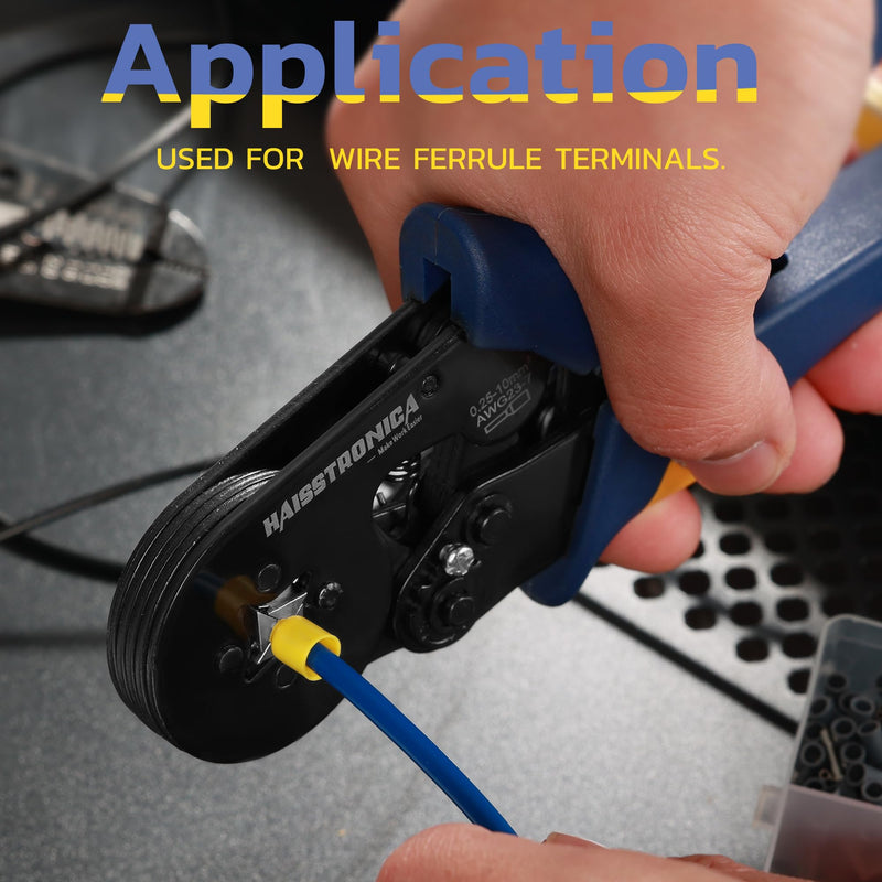 haisstronica Ferrule Crimping Tool Kit Black Wire Ferrules Crimper with 1200PCS Ferrule AWG 23-7 Wire End Ferrule Terminals BLACK AWG 23-7