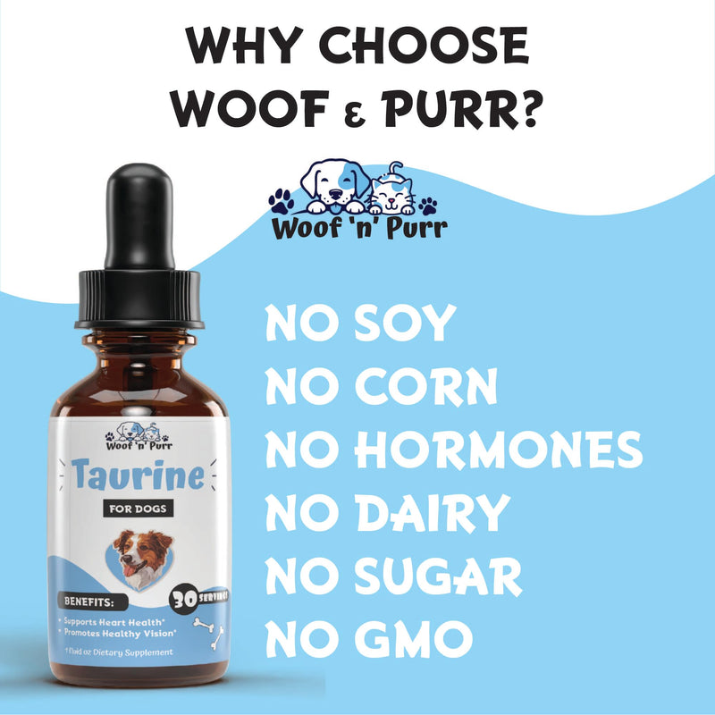Taurine for Dogs - Taurine Supplement for Dogs - Supports Healthy Vision, Heart, Immune System, & Much More - Dog Heart Supplements - Dog Heart Health - 1 fl oz - Bacon Flavor