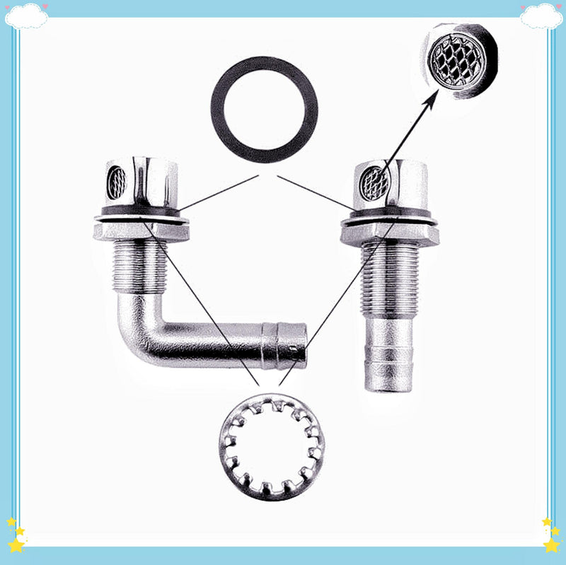 3/5" Marine Grade 90° Bend Gas Fuel Tank Vent Boat Yacht, 316 Stainless Steel Boat Fuel Waste Water Gas Diesel Tank Vent Flush Moun (Type: 90° Bend Hull) Type: 90° Bend Hull