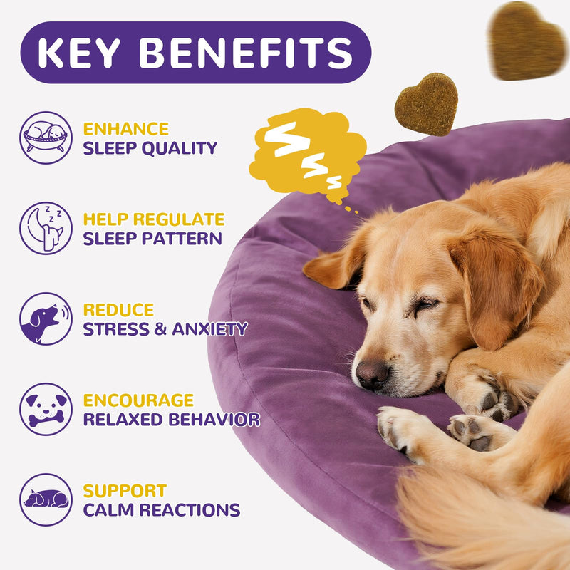 Melatonin for Dogs - Dog Sleep Aid Calming Chews for Small and Large Dogs - Natural Hemp Dog Sleep Aid, Puppy Sleeping Pills for Anxiety, Stress, Separation, Barking, Fireworks,150 ct