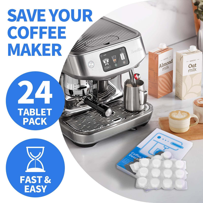 Coffee Machine Cleaning Tablets, Machine Descaler Tablets, 24PCS Coffee Machine Descaler Tablets - Plant-Based Universal Cleaner for Keurig Nespresso Delonghi, Deep Cleaning Descaling Solution (24PCS)