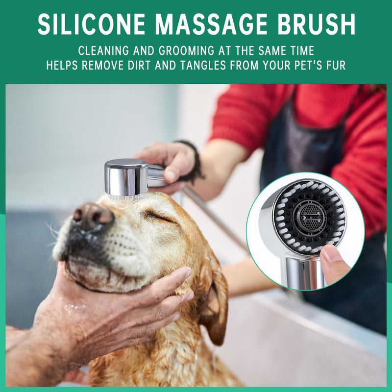 3 Mode Dog Shower Attachment, High Pressure Handheld Sprayer with ON/OFF Switch, 3/4 GHT Female Connector, 100 Inches Stainless Steel Hose, for Outdoor Pet Bathing and Washing