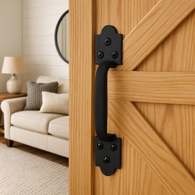2 Pack Heavy Duty Gate Handle - Steel Pull for Barn Doors, Sheds, Outdoor Fences, Black, 8.5 Inch 9" - 2 Pack Spade