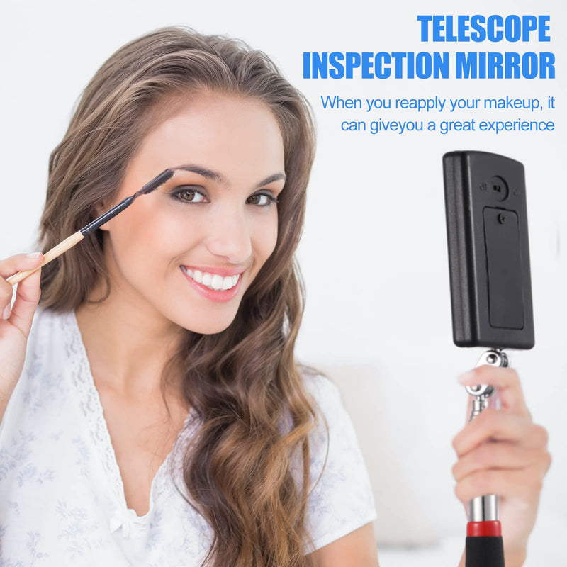 BBTO 4 Pieces Telescoping Inspection Mirror Telescoping LED Lighted Flexible Inspection Mirror Mirror Inspection Tool for Checking Observing Vehicle Small Parts (Modern Style)