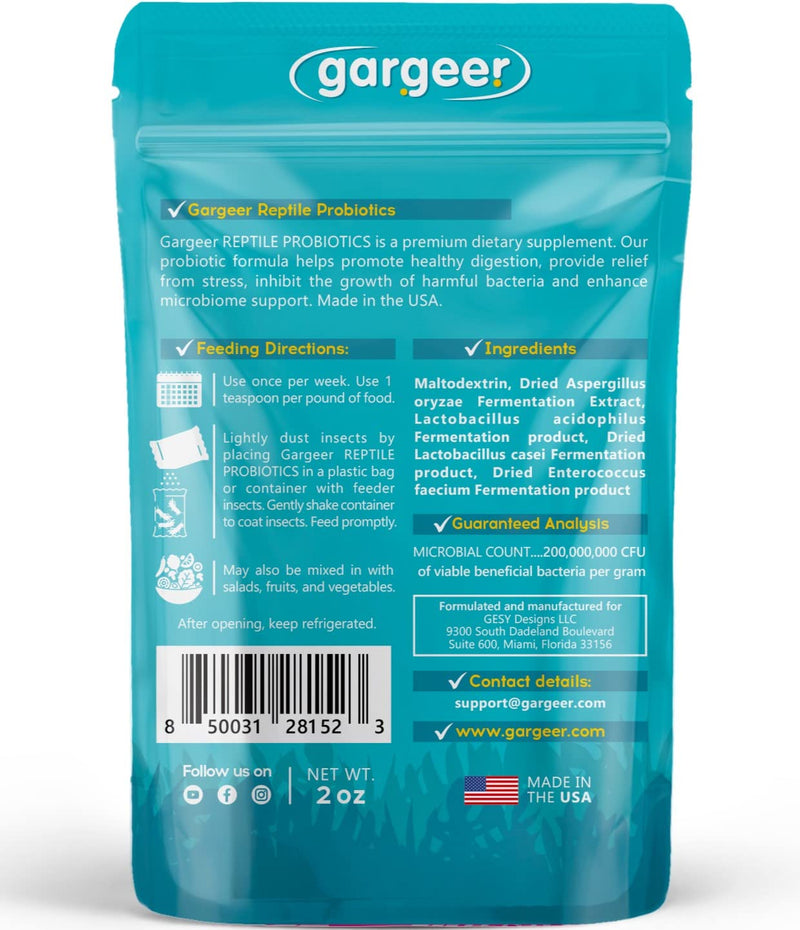 Reptile Probiotics. Improve Appetite, Digestion and Boost Immune System. Supplement 10-12 Pounds of Food with Our 2 Oz Bag. Enjoy! - PawsPlanet Australia