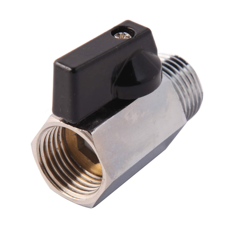1/2" Brass Mini Ball Valve NPT Female x Male Shut-Off Valve (Pack of 2) 1/2 Inch NPT