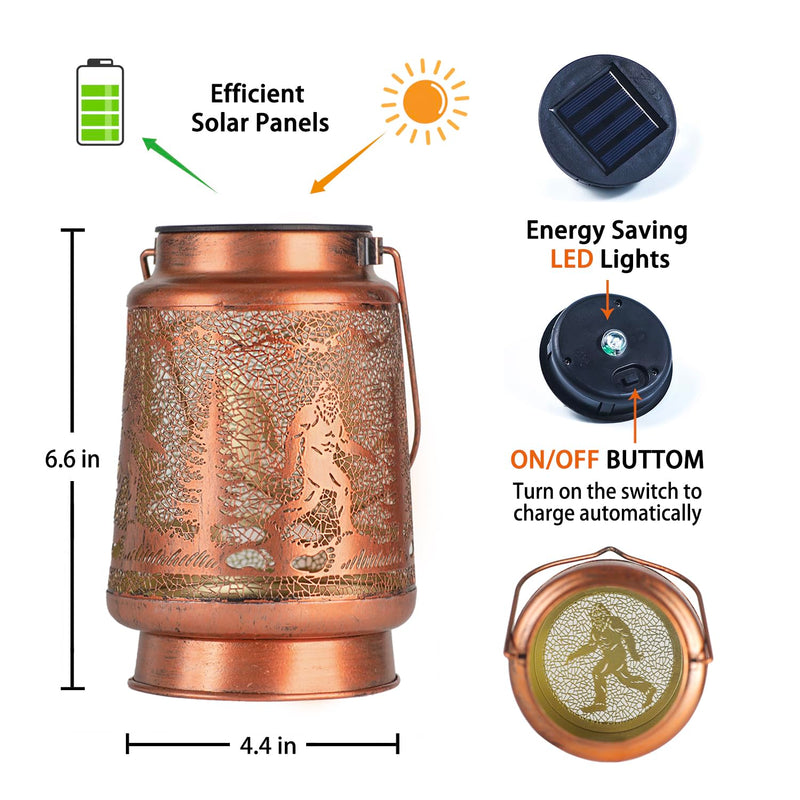 Bigfoot Solar Lanterns Outdoor Waterproof Hanging Solar Lights Big Foot Sasquatch Gifts for Men Women Metal Decorative LED Lanterns for Yard, Patio, Lawn, Tabletop, Pathway, Landscape, Garden Decor 1 Bigfoot