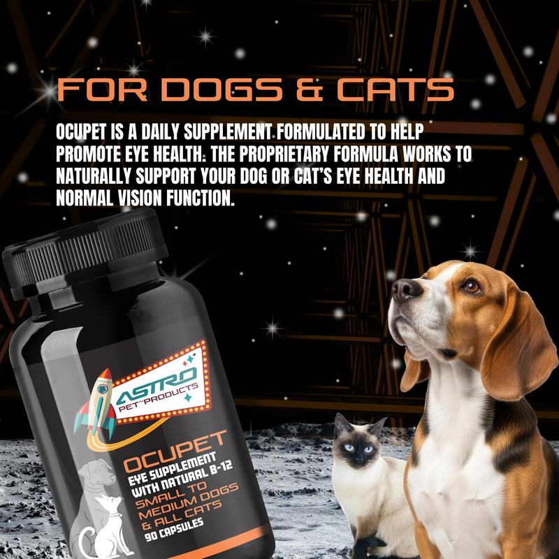 ASTROPET - OCUPET - Eye Supplement - for Small-Medium Dogs & All Cats - Supports Eye & Vision Health - Human-Grade Ingredients - with Lutein & Essential Vitamins - Made in USA - 90 Capsules For Small / Medium Pets