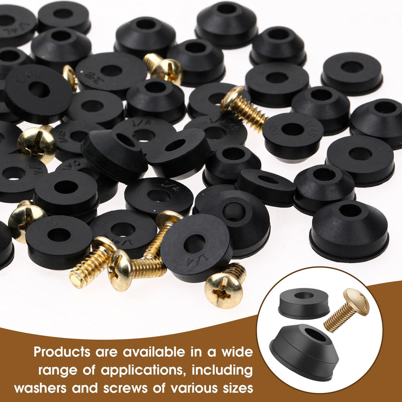 Faucet Rubber Washers, 116 PCS Outdoor Faucet Repair Kit with Assorted Flat Washers, Beveled Washers and Brass Bibb Screws Faucet Washer Assortment Kit Garden Hose Repair Kit for Repairing Faucet Leak