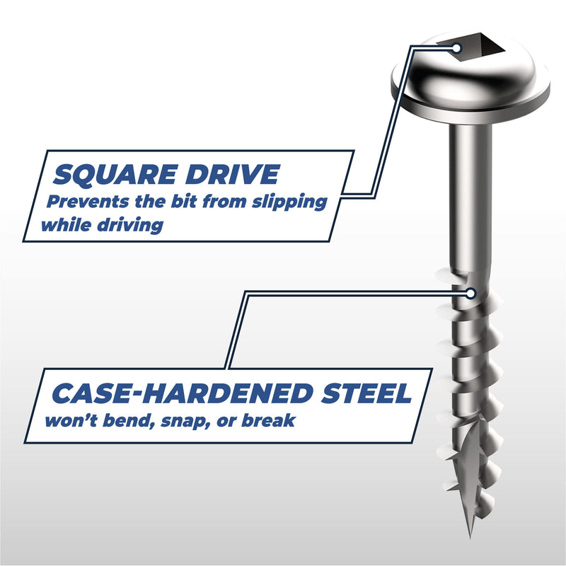Kreg SML-C250-50 Zinc Pocket-Hole Screws, 2 1/2 Inch, #8 Coarse Thread, Maxi-Loc Head (50 Count)