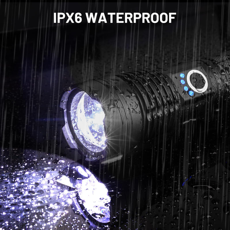 2 Pack Rechargeable LED Flashlights High Lumens, 99,000LM Super Bright Adjustable Flashlight with USB Cable & 5 Modes, Waterproof Handheld Flashlight Powerful Flash Light for Home Camping