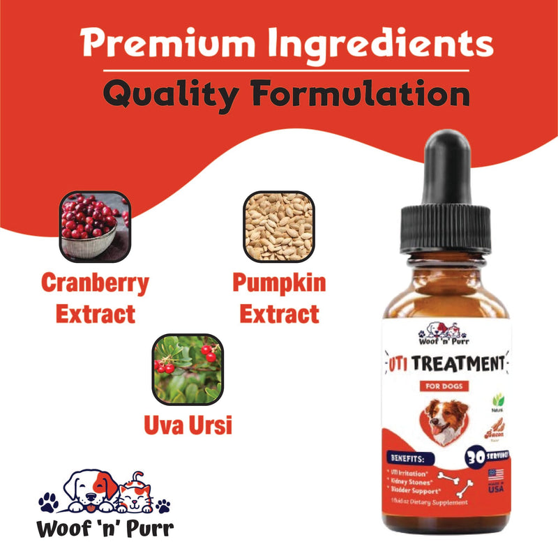 Natural Dog UTI Treatment - Dog UTI - Dog Urinary Tract Infection Treatment - UTI Dog Treatment - Dog UTI Supplement - Dog UTI Cranberry - Dog Cranberry Supplement - 1 fl oz - Bacon Flavor - PawsPlanet Australia