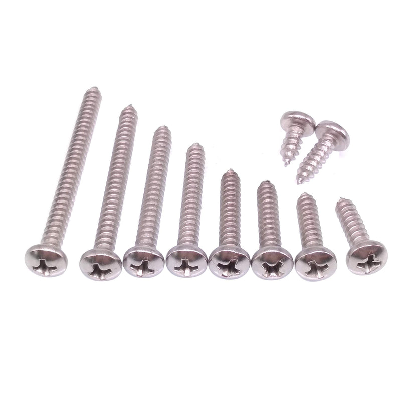 Yodaoke 200pcs #8 304 Stainless Steel Phillips Pan Head Wood Screws Assortment Kit