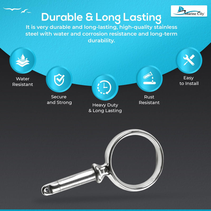 MARINE CITY Rowlock Oarlock 316 Stainless Steel Heavy Duty, Corrosion-Resistant, Ideal for Boats, Yachts, and Marines (2 Pcs) (Round Rowlock Oarlock)