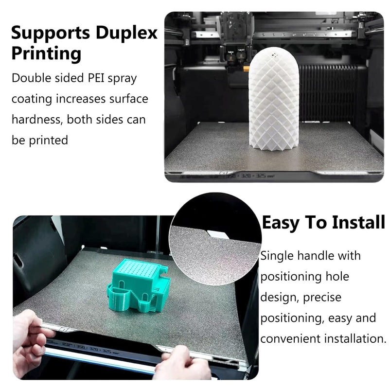 H2C/A2L Cold Printing Build Plate Upgraded No-Heating No Glue Double Sided PEI Cool Platform Sheet, 335x346.5mm 3D Printer Textured Surface Flexible Removable Spring Steel Heated Printing Bed Mat | H2C/A2L Cold Plate For H2C
