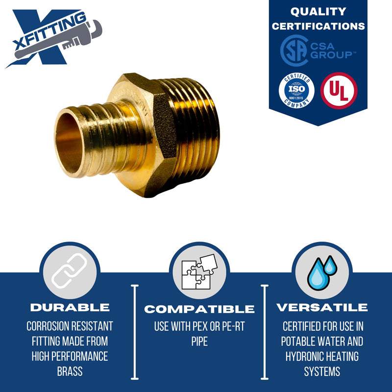 2 Pieces XFITTING 1" Pex x 1" Male NPT Adapter, 24-4-3=2X (2 Packs) 2