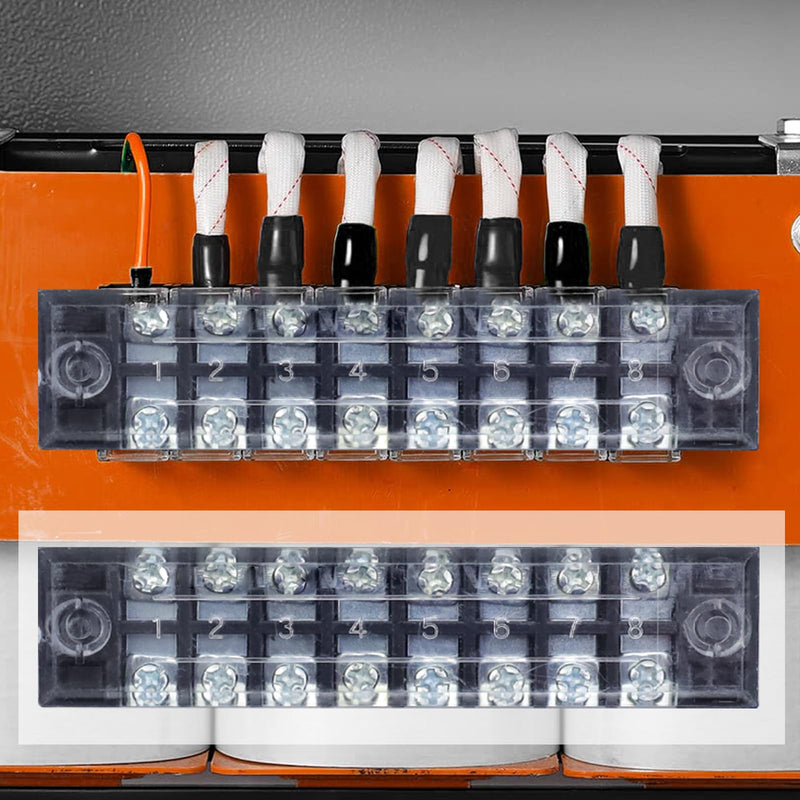 Antrader 10-Pack 8 Positions Dual Rows 600V 15A Wire Barrier Block Screw Terminal Strip with Cover TB-1508