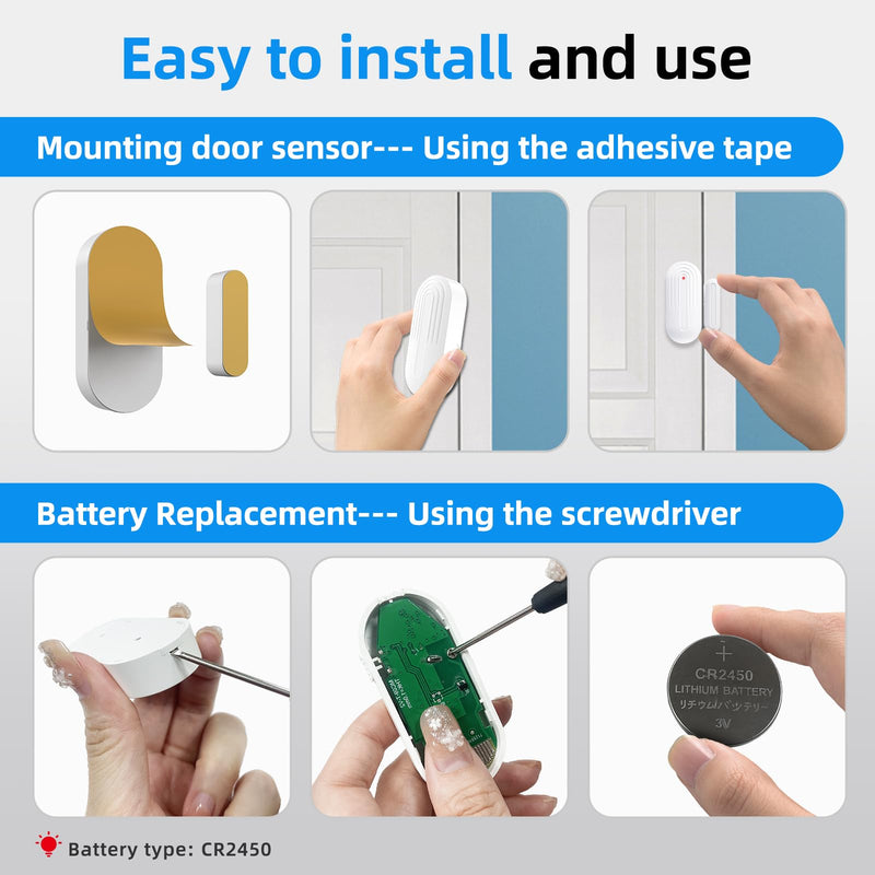 Daytech Wireless Door Chime, Door Dinger for Business Entry/Store/Home/Office, Door Alarms When Opened with 800 Ft Range,20 Chimes 5 Adjustable Volume 2 Sensors + 2 Receivers 2 Sensor+2 Receiver