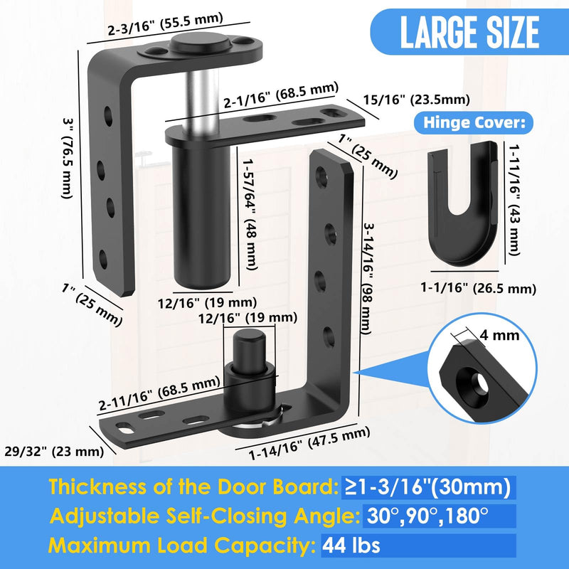 Heavy-Duty Self Closing Saloon Door Hinges, 304 Stainless Steel Self-Return Dual Swing Cafe Hinges for Bar, Patio Doors (2, Large) 2