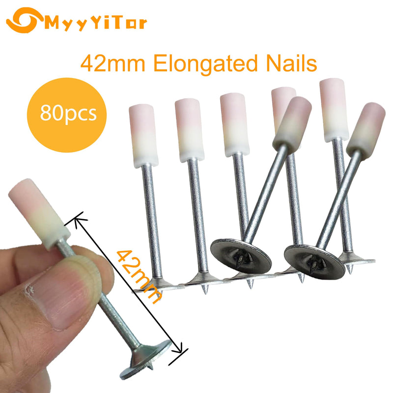 80pcs Round Nails for Manual Steel Nail Gun,7.3 mm Diameter Concrete Nail Gun Rivet, Multi-Purpose Nail Kits (42mm-Red) 42mm