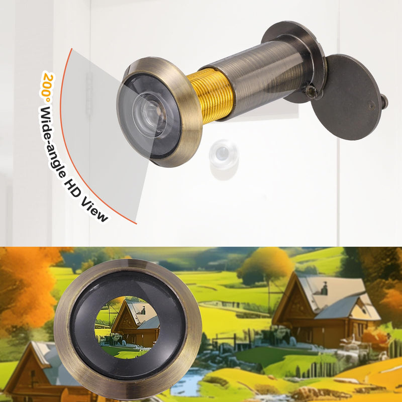PATIKIL 24 mm Door Viewer Peephole, 2 Pcs Zinc Alloy 200-Degree Privacy Door Viewer with Heavy Duty Rotating Privacy Cover Fits for 1-9/16" to 2-3/16" for Home Office Hotel, Bronze 24mm