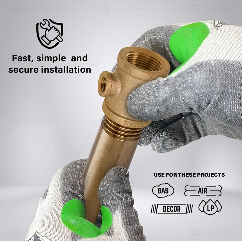 Supply Giant CSSU2006 2 in. x 1-1/2 in Reducing Tee Two Size with Female Threaded Connections Ends, Brass Construction, Higher Corrosion Resistance Economical & Easy to Install, 10