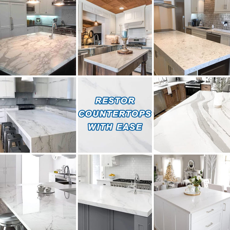 Quartz Countertop Chip Repair Kit (White), Marble and Granite Repair to Fix Nicks, Chips, Scratches on Granite, Marble, Porcelain, Corian, Travertine, Quartz, Acrylic and Other Natural Stone Surfaces No. 01 White