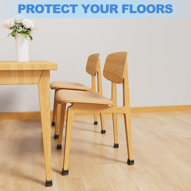 16 Pcs Chair Leg Floor Protectors for Hardwood Floors - Square Silicone Covers with Felt Pads, Protect Floors, Reduce Noise (Black, Fit: 1-1/16" to 1-7/16") Black TPE Fit: 1-1/16" to 1-7/16"