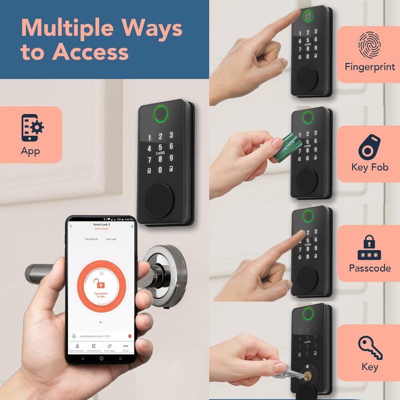 Keyless Entry Door Lock with Keypad - Fingerprint Door Lock - Electronic Keypad Smart Deadbolt Lock - Smart Digital Code -Auto Lock