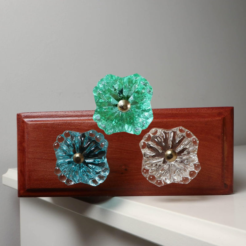 Perilla Home Set of 6 Belle Mint Glass and Metal Knobs - Decorative Glass Drawer Pulls for Cabinets, Dressers, and Furniture, Elegant Home Décor Handles for Kitchen and Living Spaces