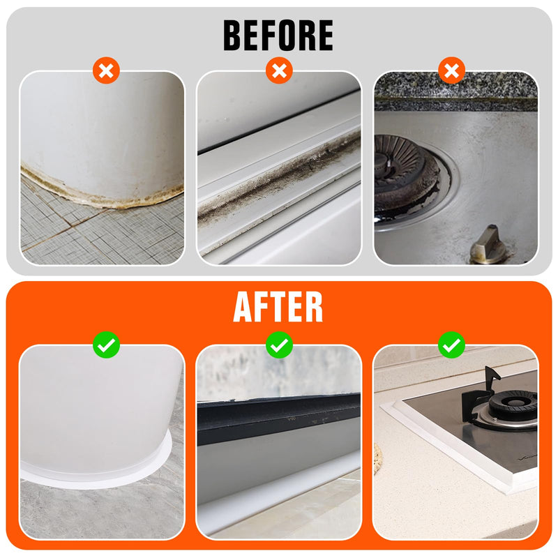 White Caulk Tape Waterproof Self Adhesive,Toilet Strip Caulk Tape, Bathtub Caulk Sealing Strip Tape for Bathroom Caulking Tape Shower Caulk 1