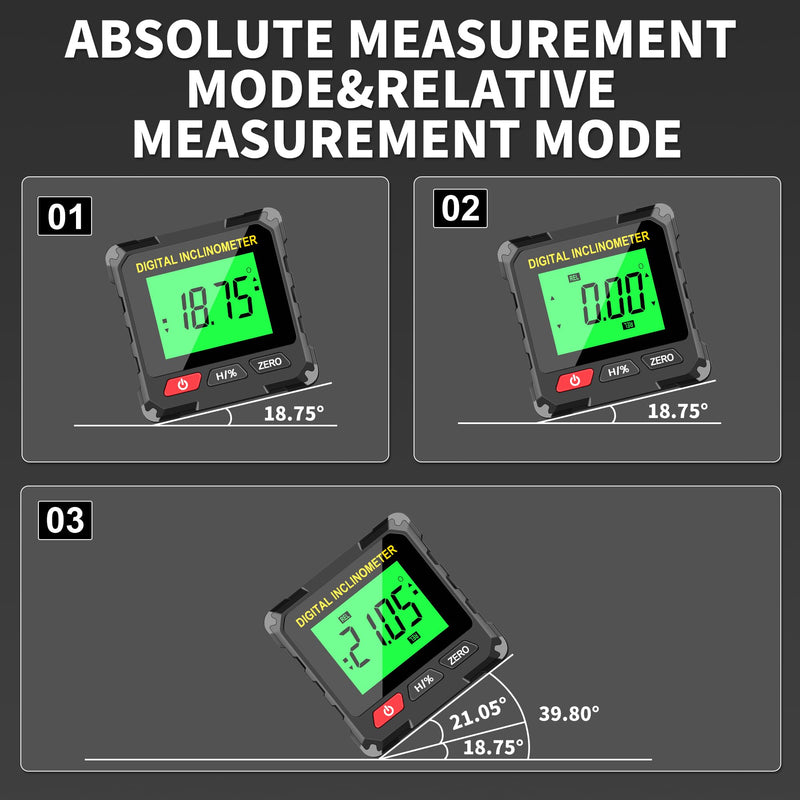 Digital Level Box Construction Protractor Range 4 × 90° Resolution 0.05° Angle Finder Gauge Inclinometer with 4PCS Magnets and Infrared Rays for Construction,Woodworking,Building and etc.