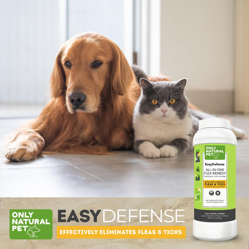 Only Natural Pet EasyDefense Powder for Dogs & Cats - Natural Protection for Home, Furniture, Carpets, Bedding & Outdoor Areas - Safe for Pets & Family - 8 oz Pack of 1