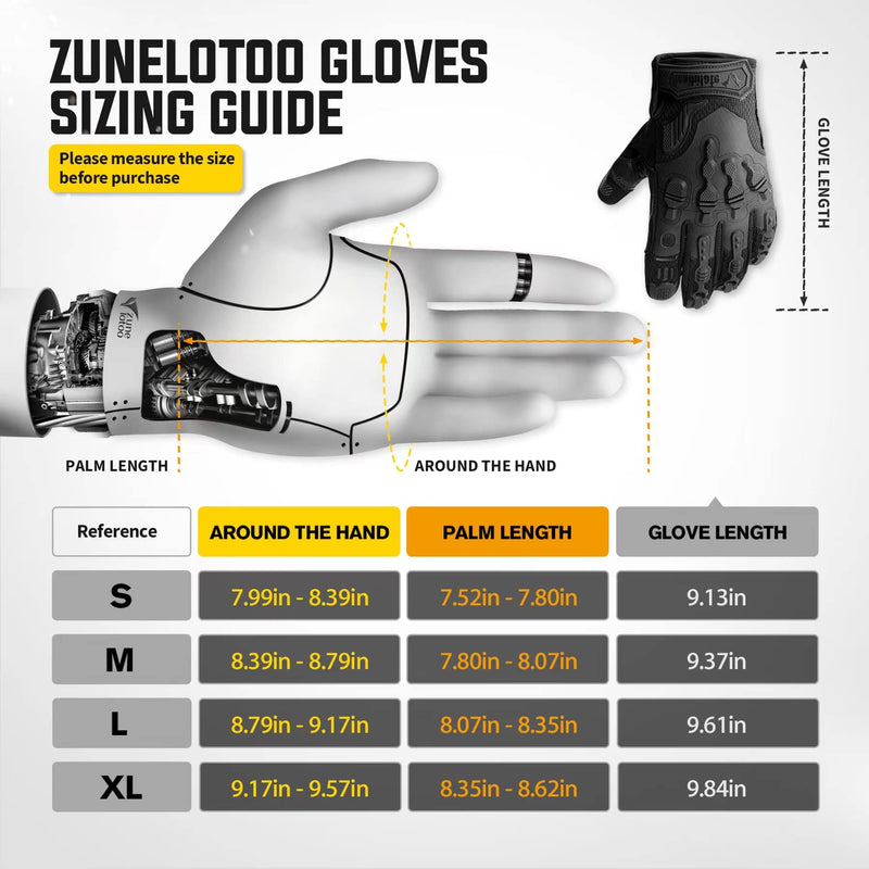 ZUNE LOTOO Touchscreen Tactical Gloves Men with Kevlar-Lined & TPR Impact Protection for Motorcycle Paintball Airsoft Range Work(Black/Red/Green/Tan) black zag6 full finger Small