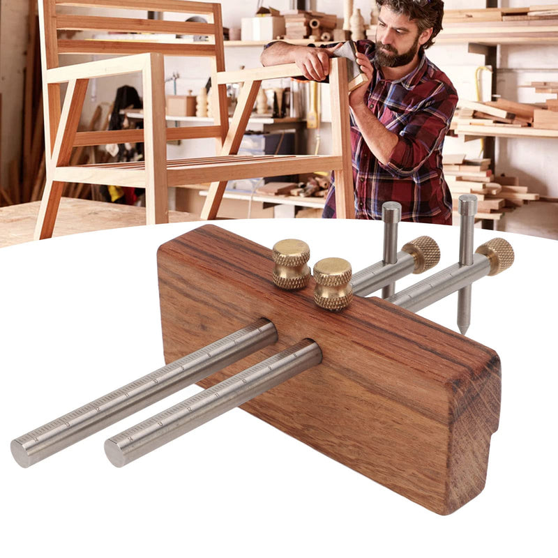 Adjustable Mortise Gauge, Woodworking Marking Gauge, Dual Rod Draw Line Stainless Steel Mortise Gauge for Metal Wood Ceramic Tile, Approx 0-130mm
