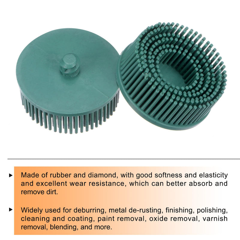 HARFINGTON 4pcs Bristle Disc 2" 50 Grit Abrasive Brush Deburring Electric Disc Brush with Quick Change Roll Lock Abrasive Coating Removal Disc for Metal, Green