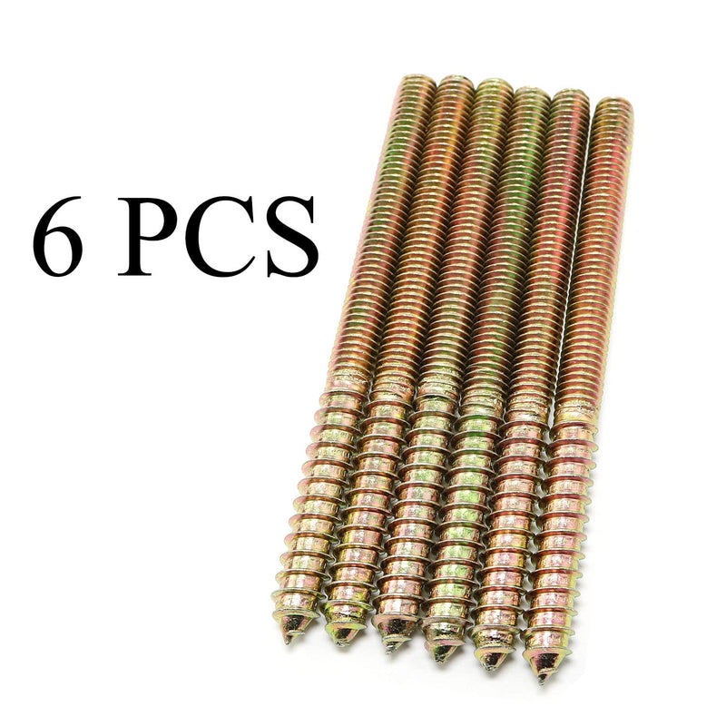 6pcs Self-Tapping Screw Hanger Bolts 3/8"-16 x 5" Hanger Bolts Double Headed Bolts for Furniture Wood Joint