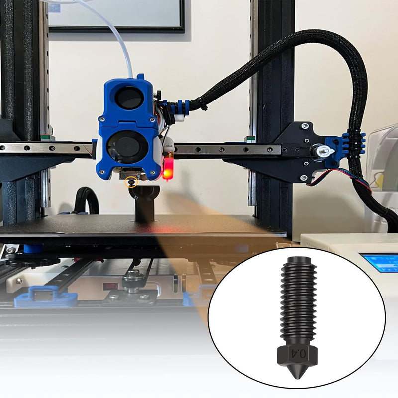 3D Printer Kobra 3 Nozzles Hardened Steel Extruder Hotend Kit, Included 3pcs 0.4mm+1pc 0.2mm+1pc 0.6mm+1pc 0.8mm Hardened Steel Nozzles, Replacement Parts Nozzles for Anycubic Kobra 3 6PCS Hardened Steel Nozzles