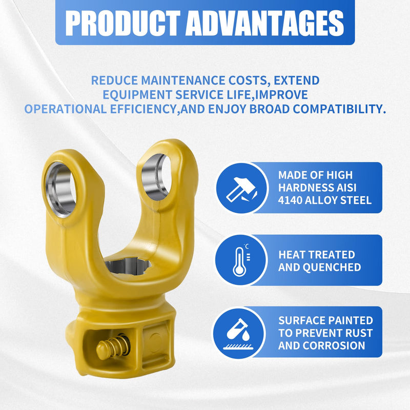 New PTO Yoke Series 5 Metric 1-3/8" 6 Features a Push Pin Quick Disconnect Button to Lock onto an Implement or Tractor Shaft.PTO Replacement Yoke(30.2mm x 80mm)