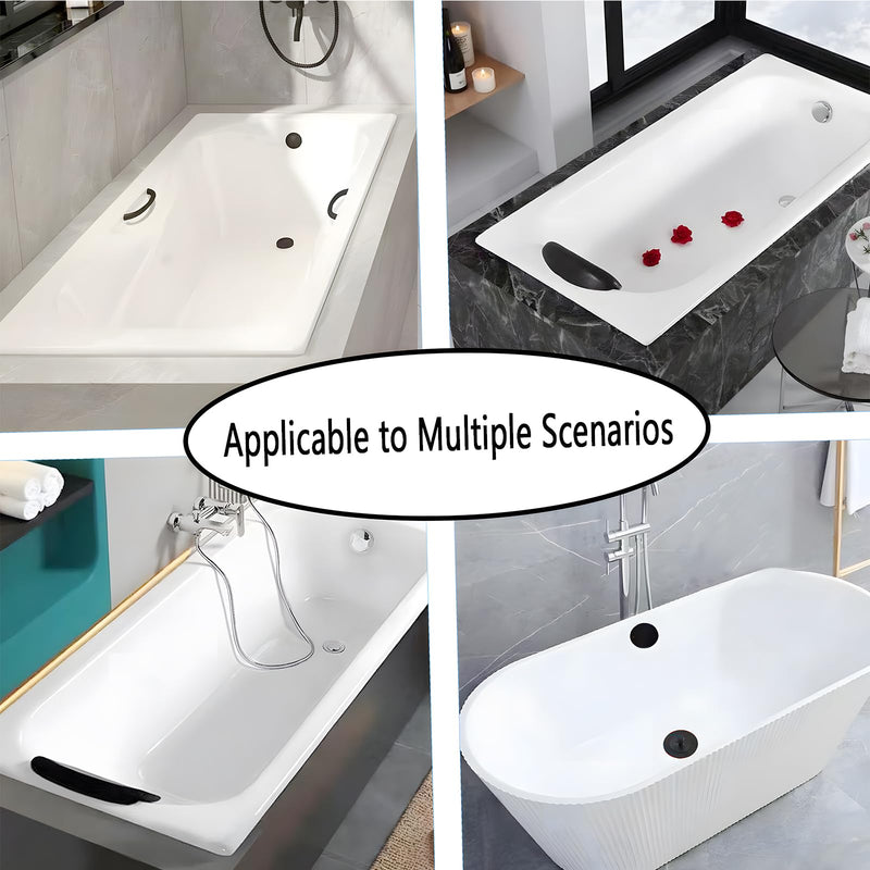 Universal Matte Black Tub Drain and Overflow Kit - Complete 2-Hole Tip-Toe Trim Set with Easy Installation & Fine/Coarse Threads