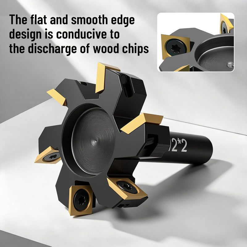 CNC Slab Flattening Router Bit, 1/2 Shank,Surfacing Bits 2" Cutting Dia. Carbide Insert Planer Bit for Spoilboard Flattening, Spoilboard Surfacing Router Bit, 6 Wings Carbide Insert 1/2" Shank, 2" Cutting Diameter,6 Wings