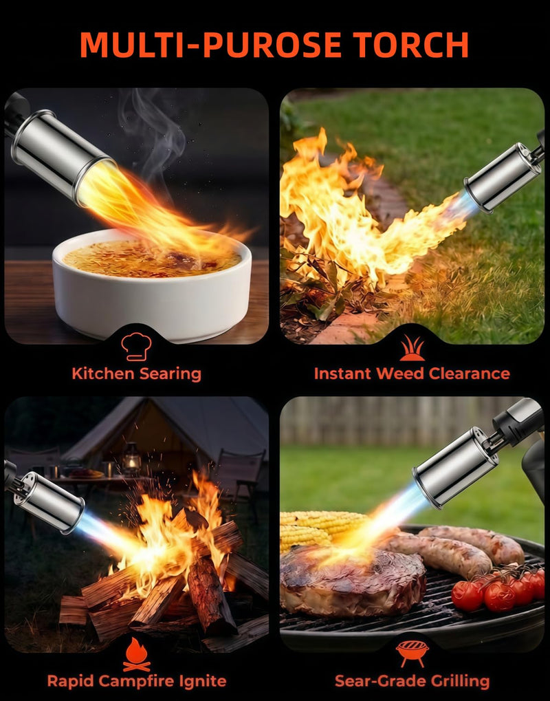 Propane Torch Gun,Weed Torch Propane Burner & Flame Thrower Gun, Cooking Torch Lighter with Safety Lock for Cooking, BBQ, Grill, Welding, Charcoal Lighting (Tank Not Included) Black