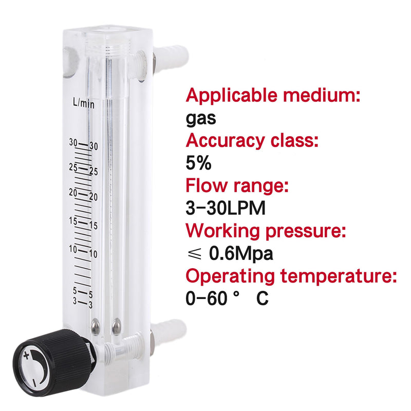 Acrylic &Plastic& Metal Gas LZQ-7 Flowmeter 3-30LPM with Control Valve for Air Flow 120x71.7x20mm