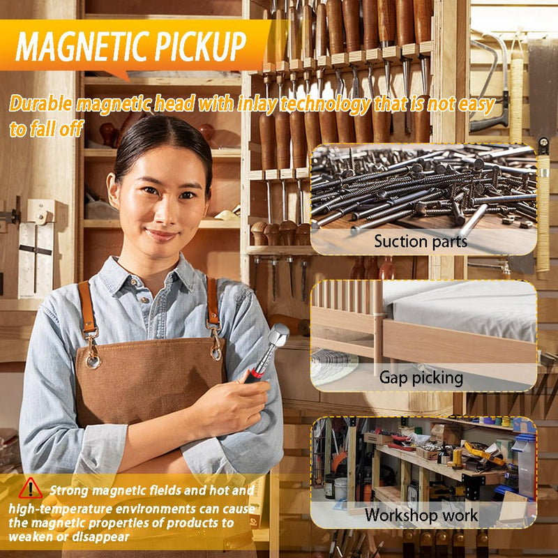 Telescoping Magnetic Pickup Tool Set Pull Force 22 lb, Extendable Magnet Pick-Up Tools, Telescopic Magnet Stick, Round 360° Swivel Adjustable Inspection Mirror, Birthday Gifts for Men, Dad, 2 Pack